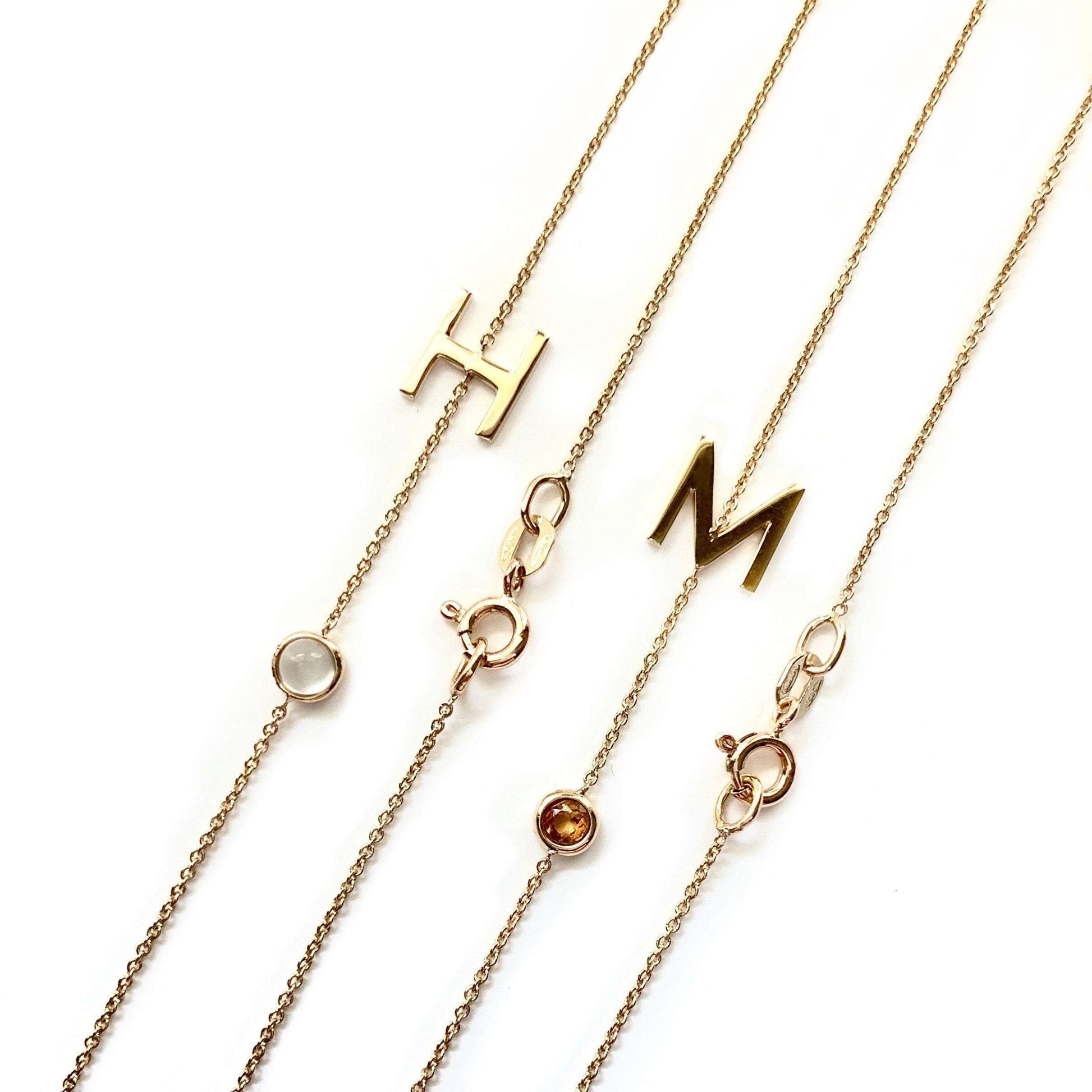 Necklace - Ms. Li Custom Initial Necklace With Birthstone | Custom Fine Pieces