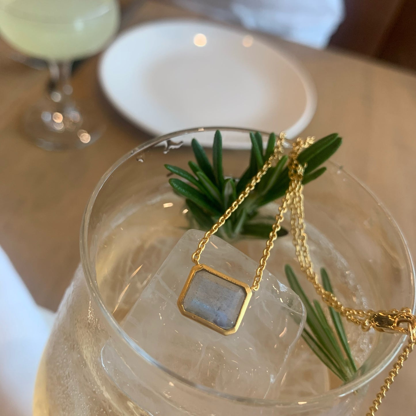 cocktails and Maia Labradorite Necklace
