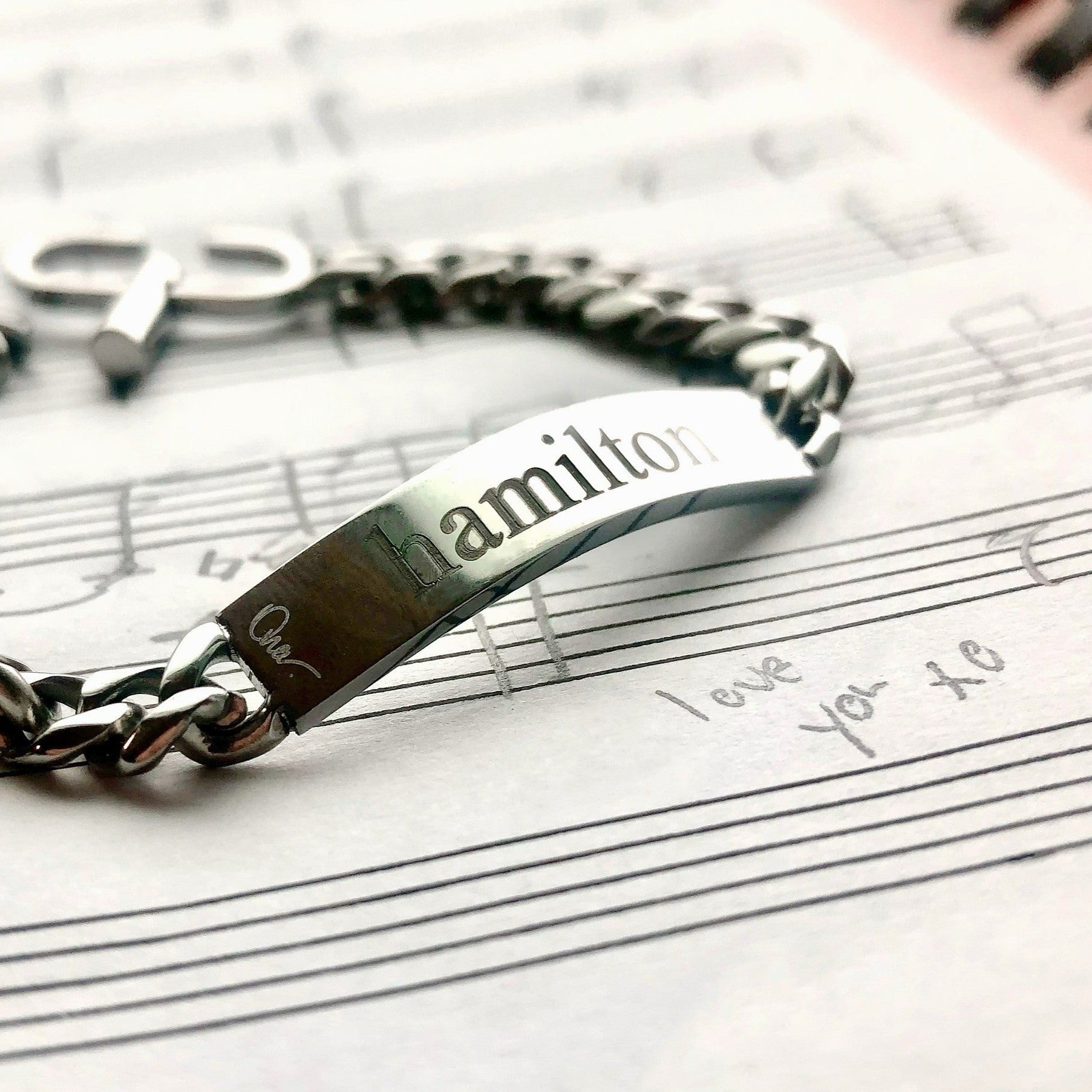 Engravable ID Bracelet on music paper