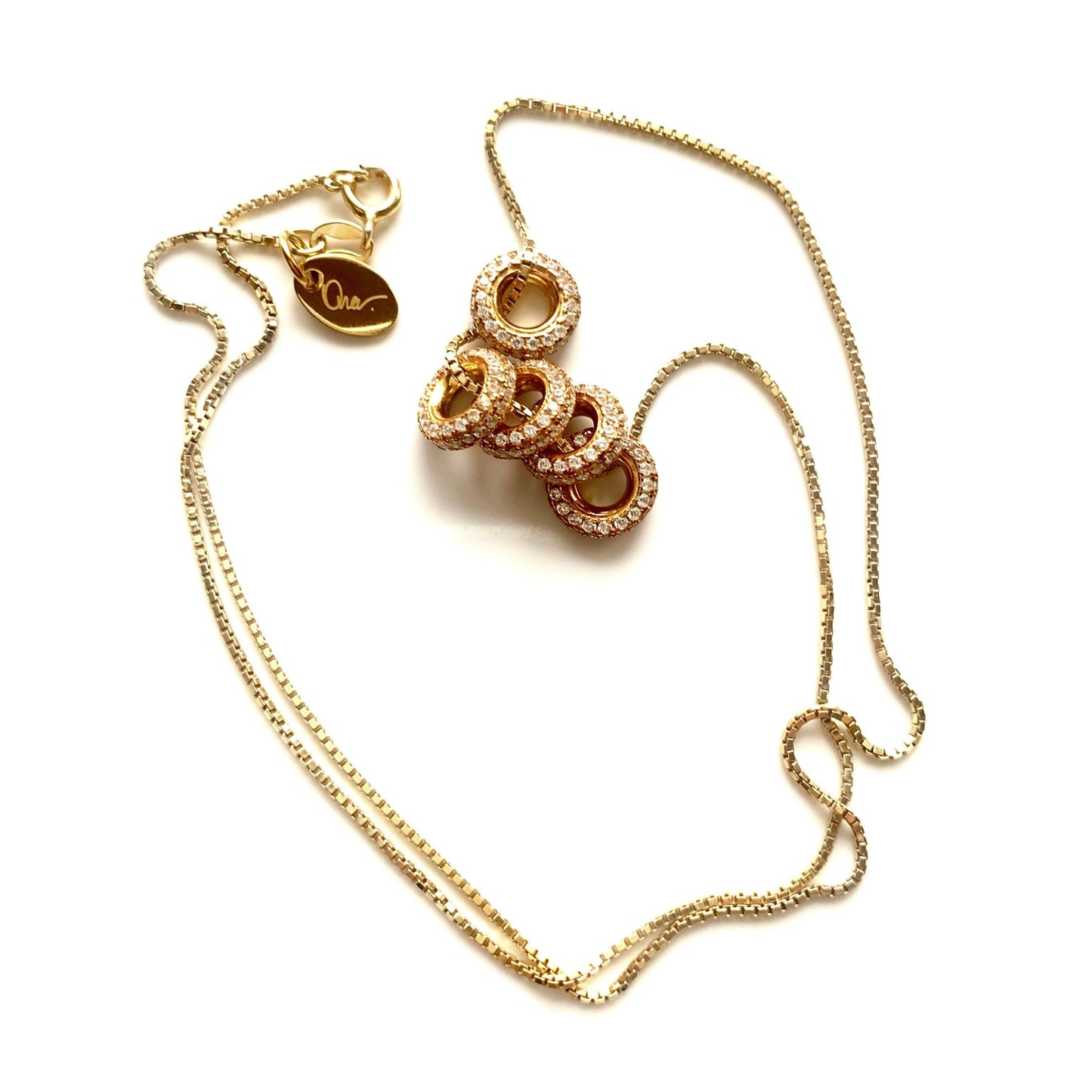 Pavee Khai Necklace with sterling silver gold plated Box Chain