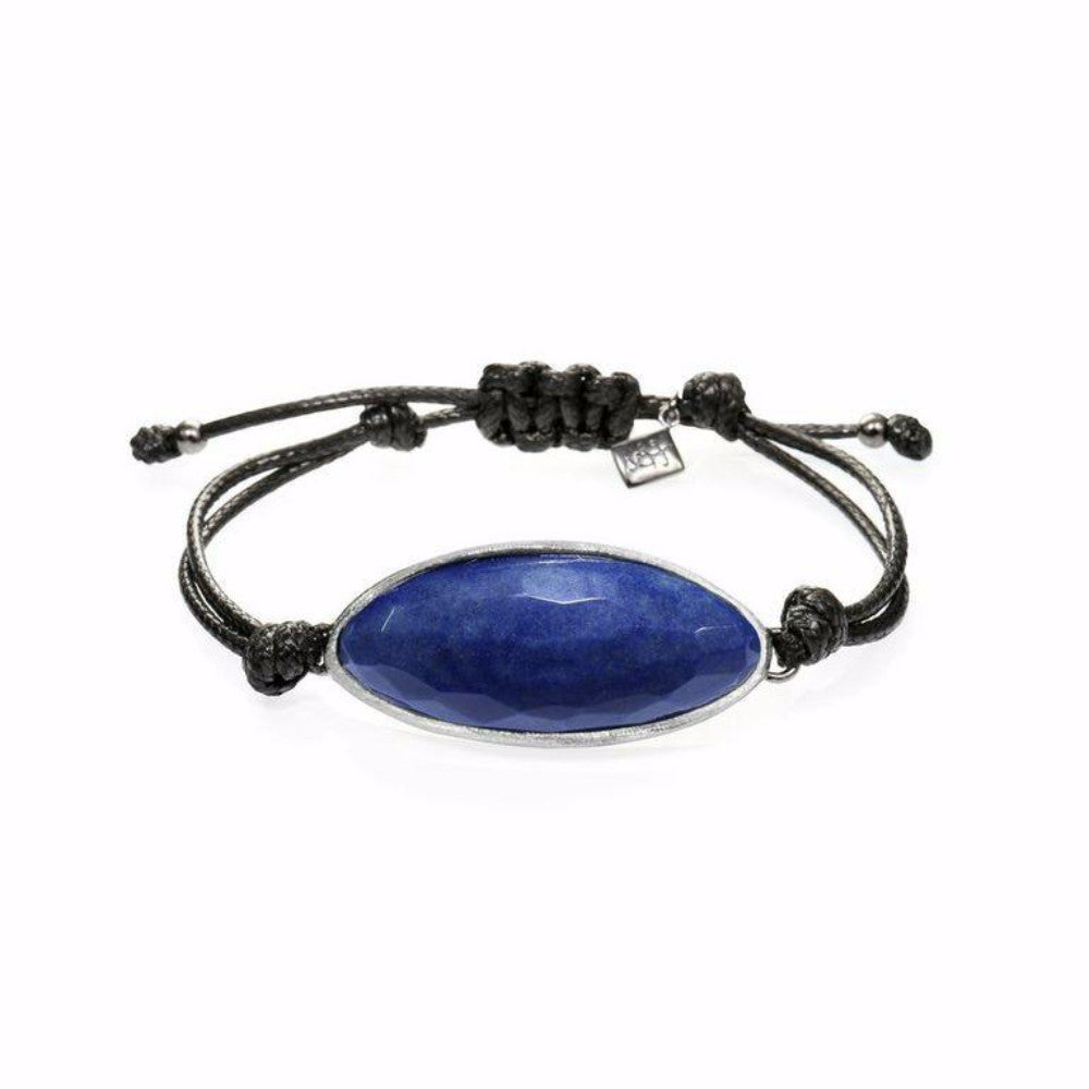 Lattice Corded Bracelet - blue agate 