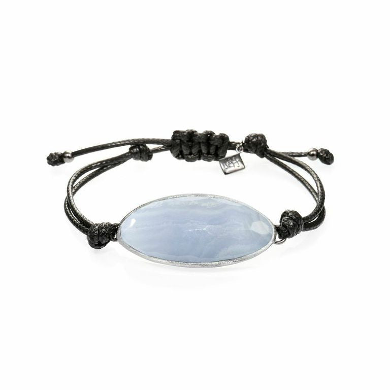 Lattice Corded Bracelet - blue lace agate