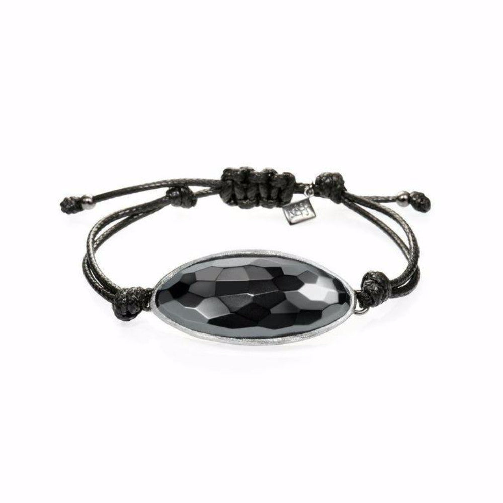 Lattice Corded Bracelet - hematite