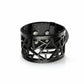 Lattice Leather Laser Cut Bracelet - Metallic Black