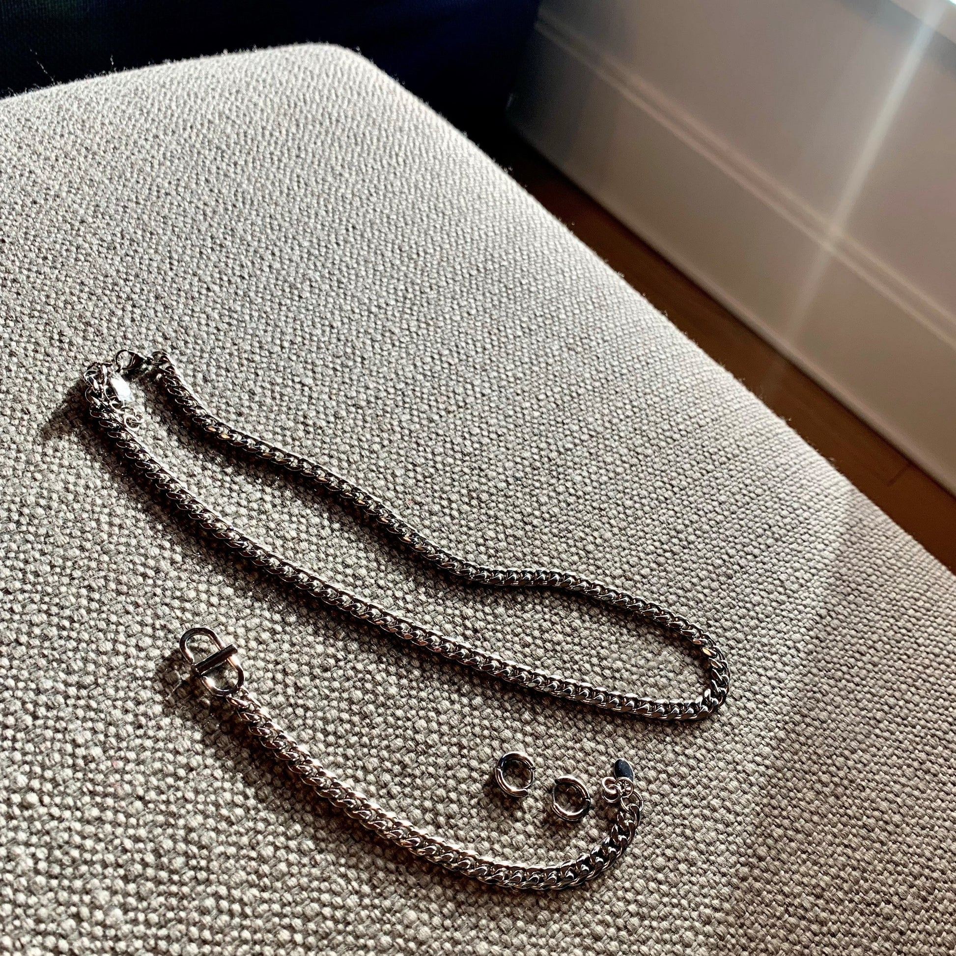 Cuban Chain Link set - Necklace, Bracelet and steel hoops
