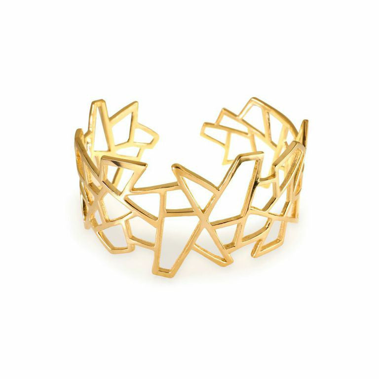 Lattice Jagged Medium Cuff - gold plate