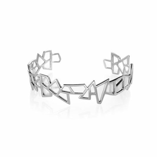 Lattice Small Jagged Cuff - rhodium plate