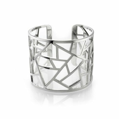 Lattice Large Cuff - rhodium plate