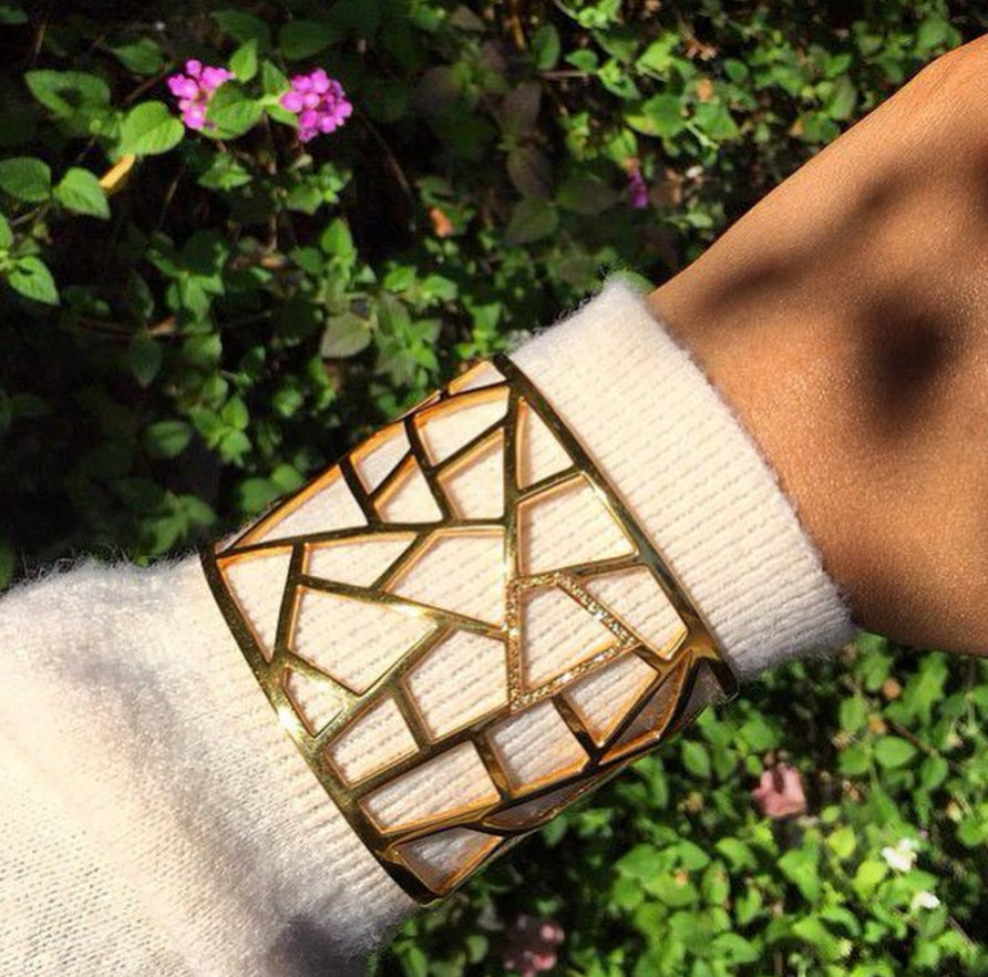 Lattice Large Cuff - gold plate