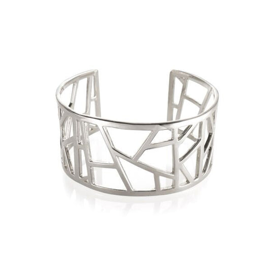 Lattice Medium Cuff - rhodium plate