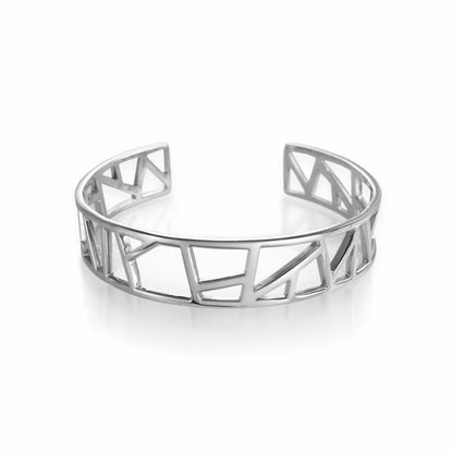 Lattice Small Cuff - rhodium plate