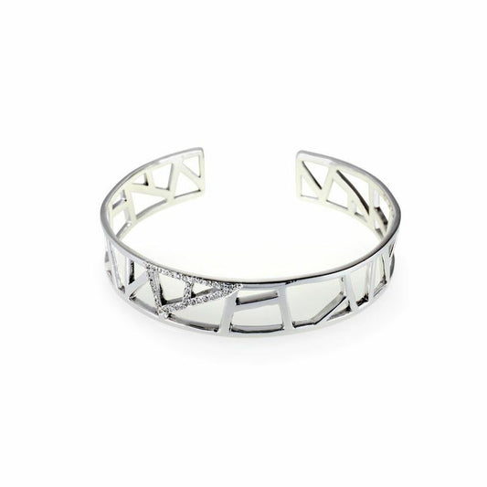 Lattice Small Cuff - rhodium plate, white sapphires