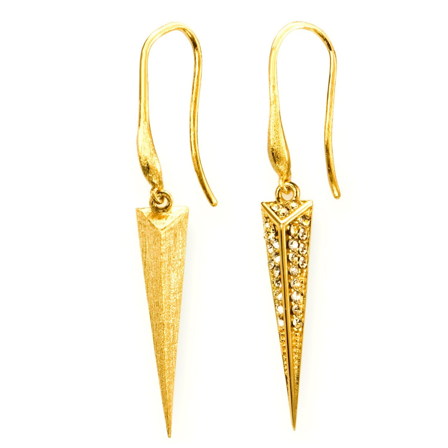 Mantra Dagger Drop Earrings, gold, Swarovski crystals