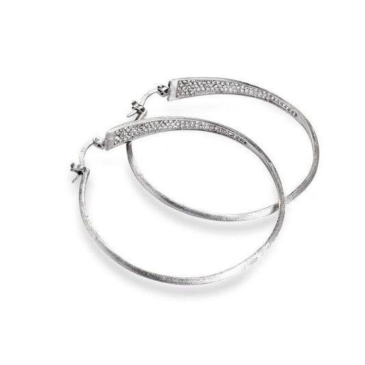 Mantra Dagger Hoops with Swarovski Crystals - rhodium