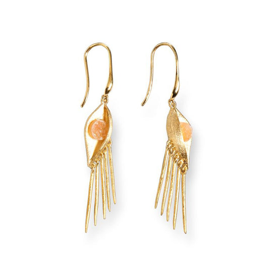 Mantra Eye Drop Earrings with Druzy - gold