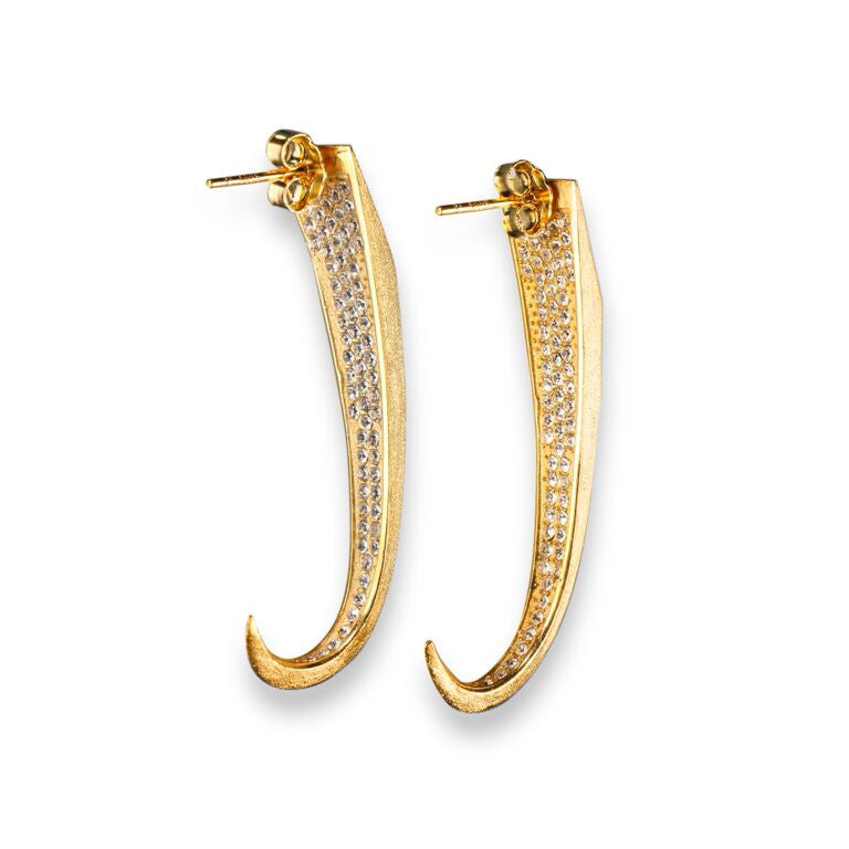 Mantra Large Dagger Drop Earrings with Swarovski Crystals - gold