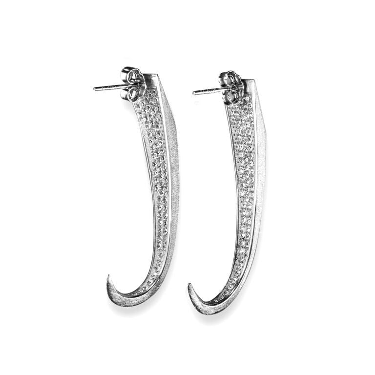 Mantra Large Dagger Drop Earrings with Swarovski Crystals - rhodium