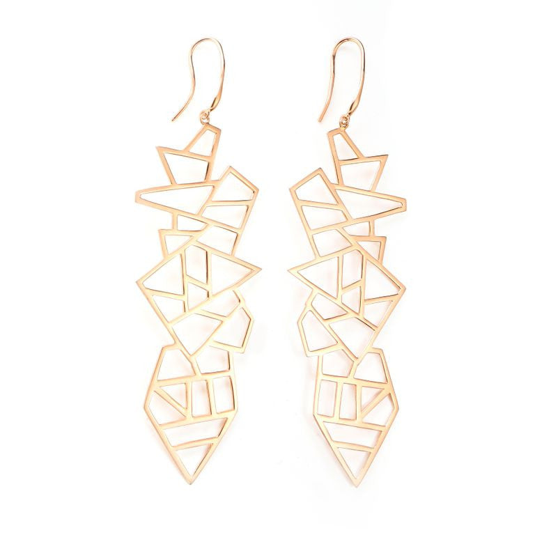 Lattice Long Multi Lattice Drop Earring - rose gold