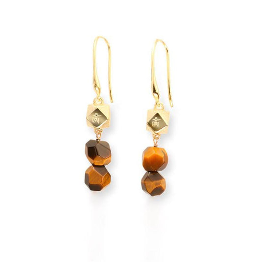 Earrings - Mantra Cube Drop Earrings With Natural Stones