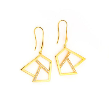 Lattice Triple Lattice Drop Earring with Sapphires, gold