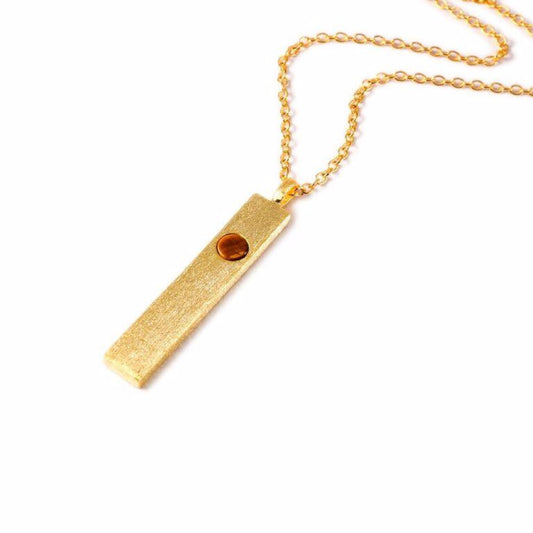 Mantra Necklace - Bar With Single Stone - Tiger's Eye