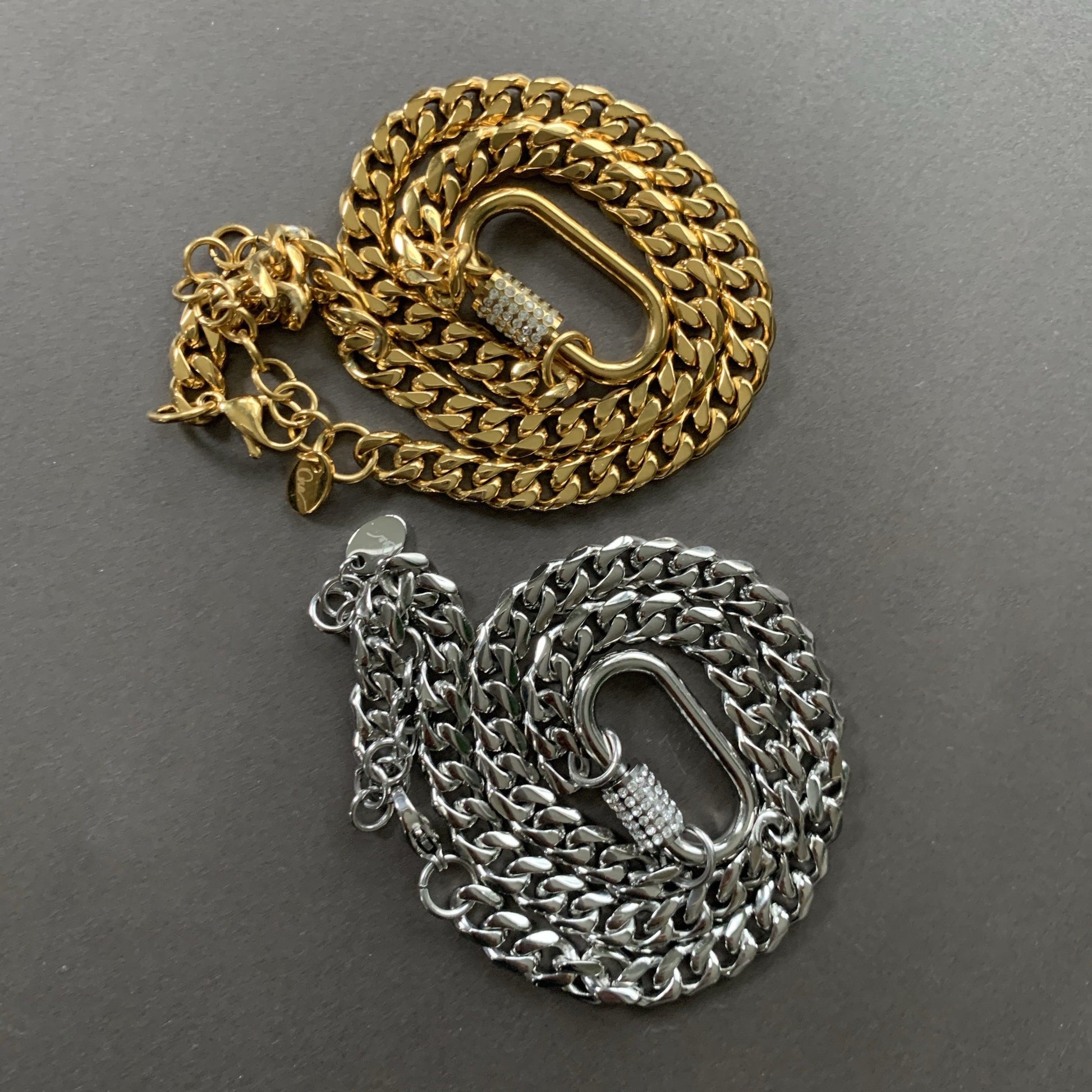 Gold Chain Link Carabiner Necklace