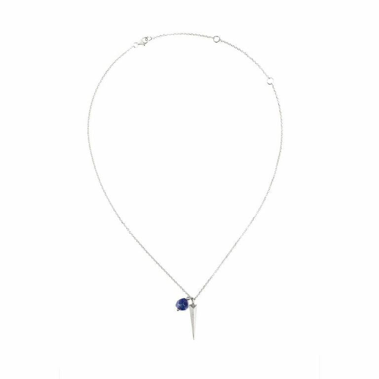 Mantra Dagger and Stone Necklace - blue quartz