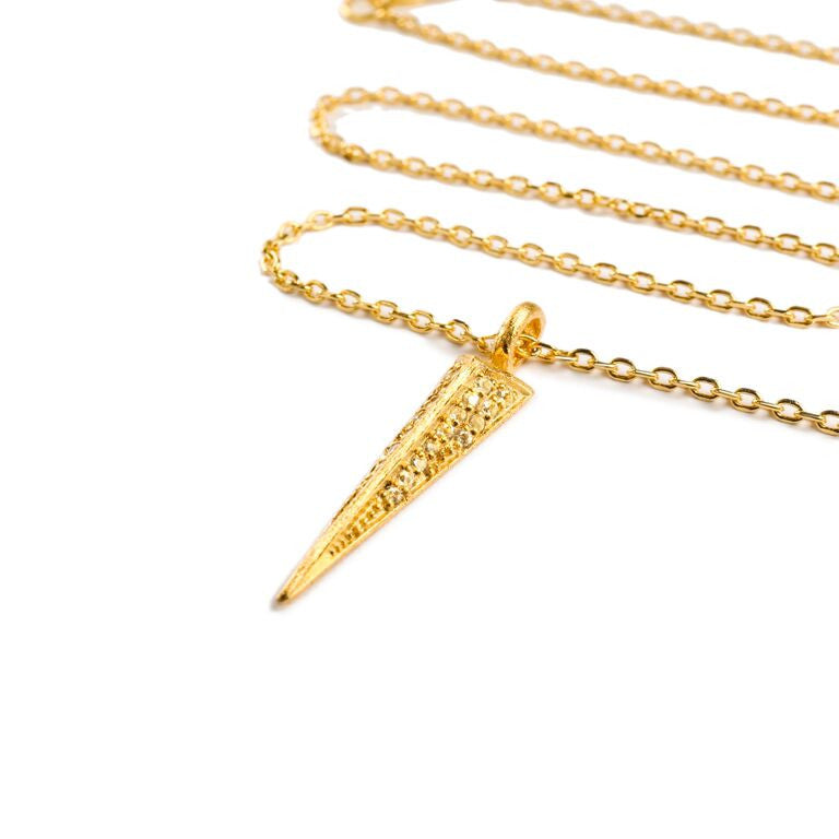 Mantra Dagger Pavee Pendant with Swarovski Crystals - gold
