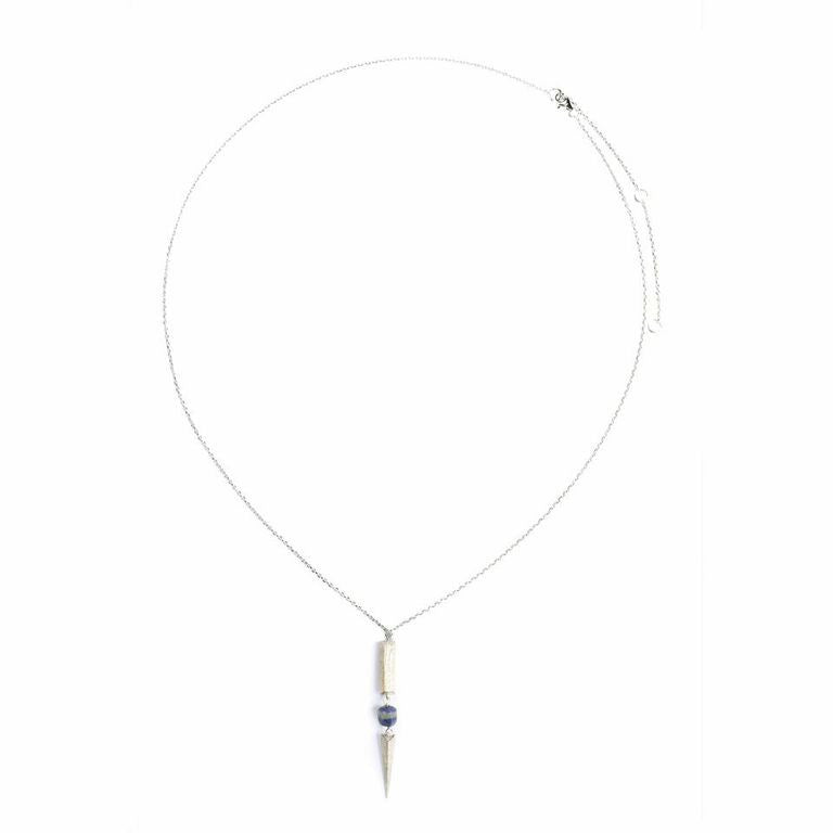 Mantra Dagger with Vertical Bar Necklace - blue quartz