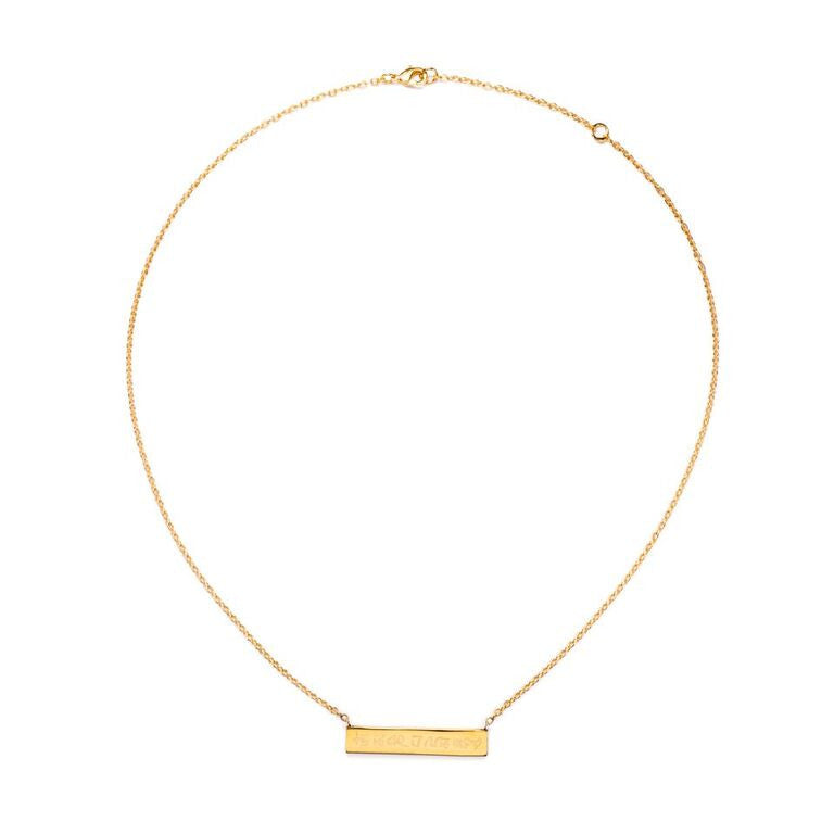 Mantra Engraved Horizontal Necklace - gold