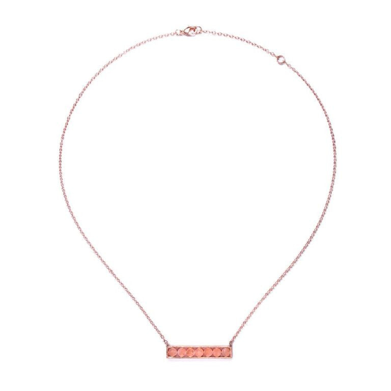 Mantra Horizontal Necklace with Round Stones - rose quartz