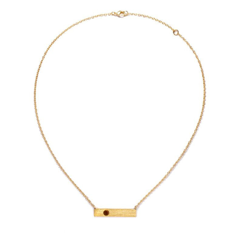 Mantra Horizontal with Single stone necklace - tiger's eye