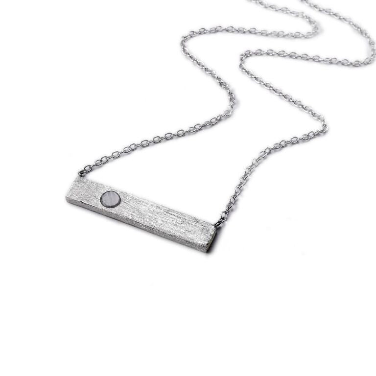 Mantra Horizontal with Single stone necklace - blue lace agate