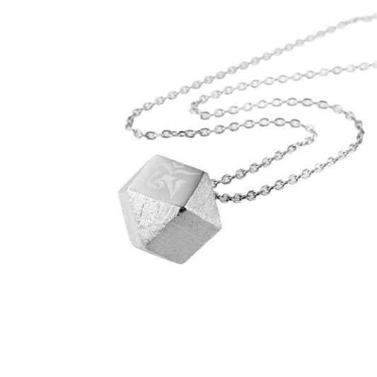 Mantra Cube Necklace Engraved - rhodium