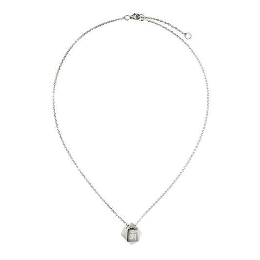 Mantra Cube Necklace Engraved - rhodium