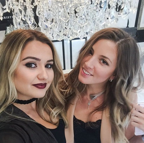 Blogger Olga of All Bueno Things and friend wearing Mantra Large Dagger Collar - Necklace