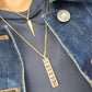 Necklace - Mantra Rectangle Pendant With Round Stones Necklace
