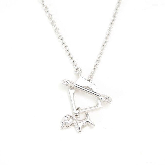 Mimi Too Animal Necklace Sterling Silver, Rhodium Plate - puppy