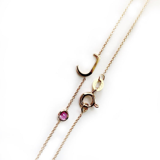 Necklace - Ms. Li Custom Initial Necklace With Birthstone | Custom Fine Pieces