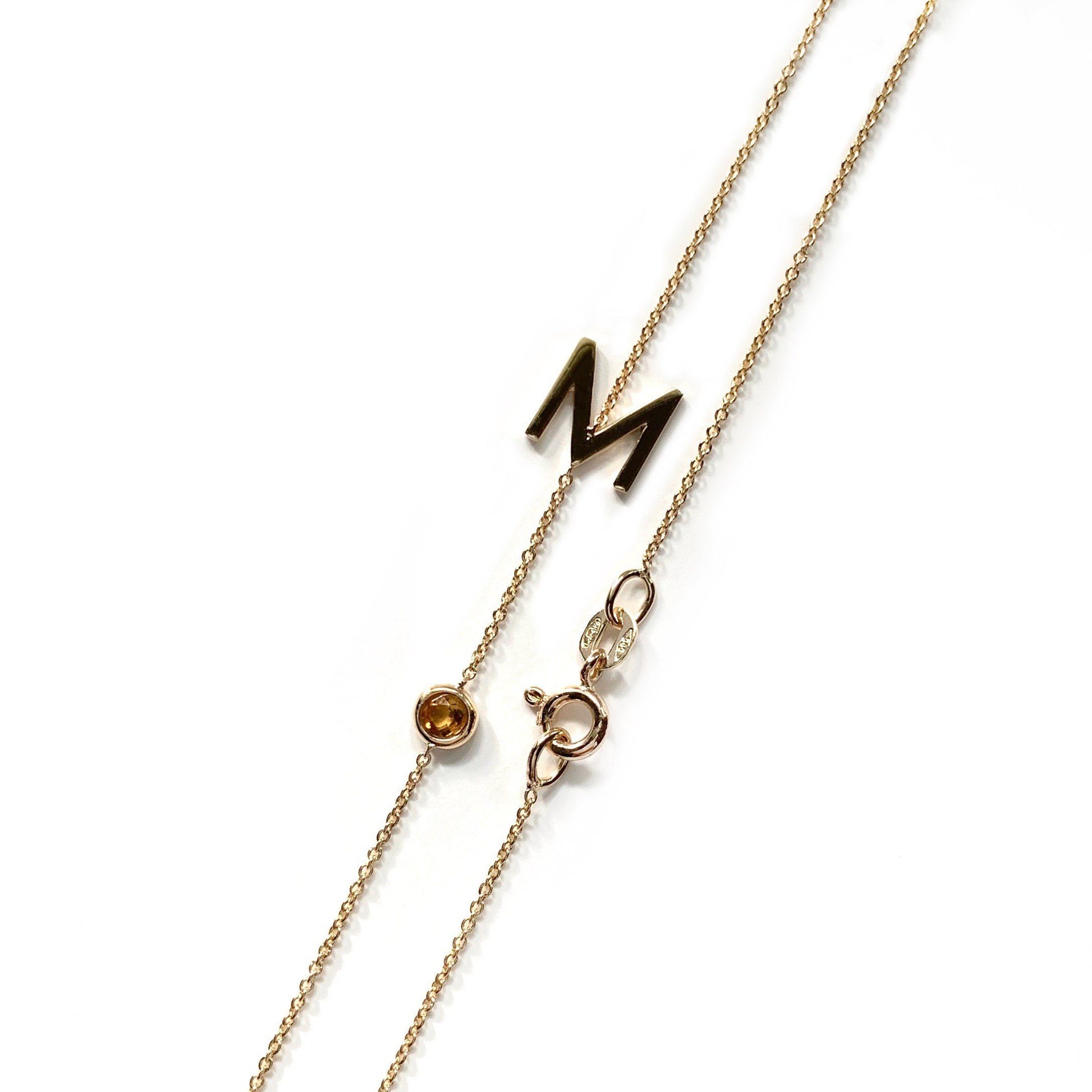 Necklace - Ms. Li Custom Initial Necklace With Birthstone | Custom Fine Pieces