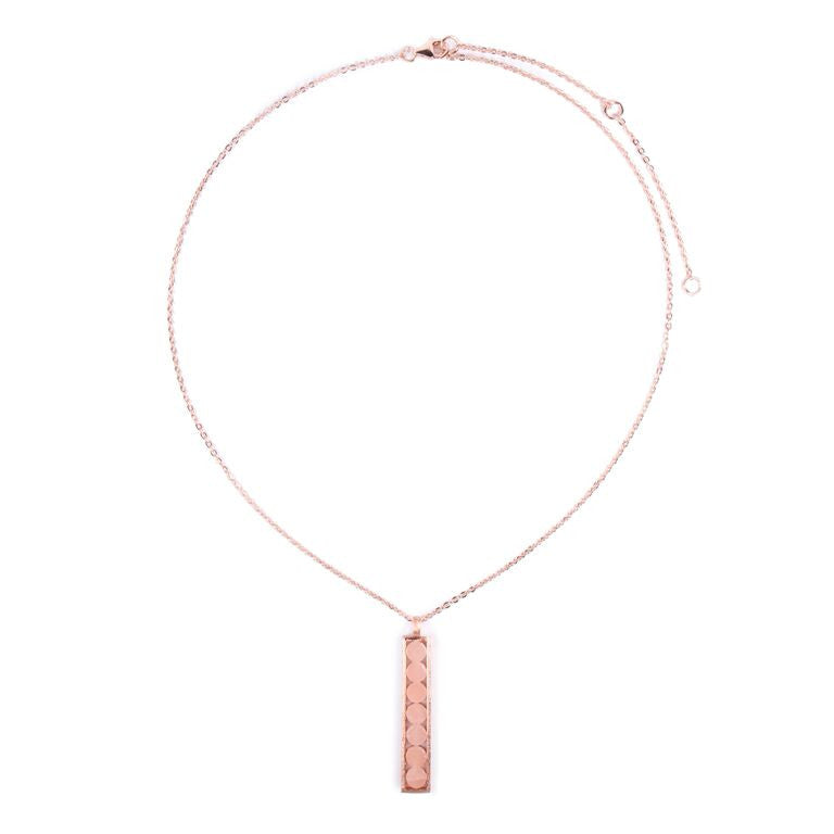 Mantra Rectangle Pendant with rose quartz Necklace