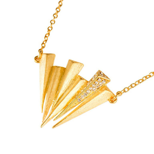 Mantra Six Dagger Necklace - gold with Swarovski crystals