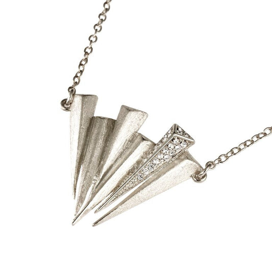 Mantra Six Dagger Necklace - rhodium with Swarovski Crystals