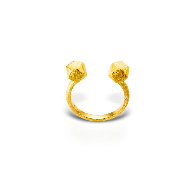 Mantra Open Cube Ring with Gold plate