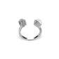 Mantra Open Cube Ring with Swarovski Crystals, Rhodium plate