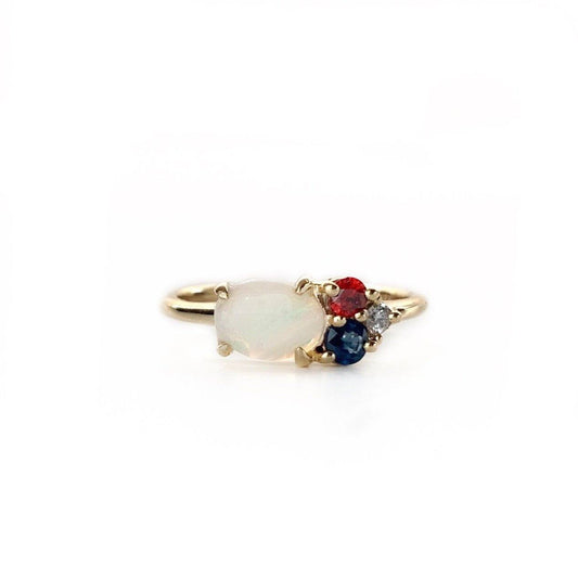 Ring - Heather Semi Custom Ring - Opal Clustered By Precious And Semi Precious Stones | Custome Fine Pieces