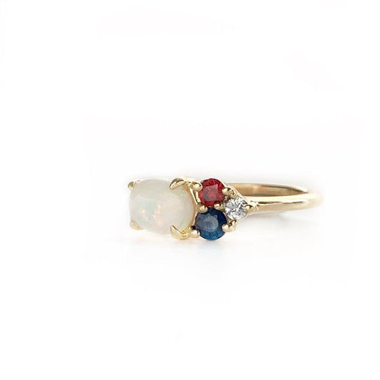 Ring - Heather Semi Custom Ring - Opal Clustered By Precious And Semi Precious Stones | Custome Fine Pieces