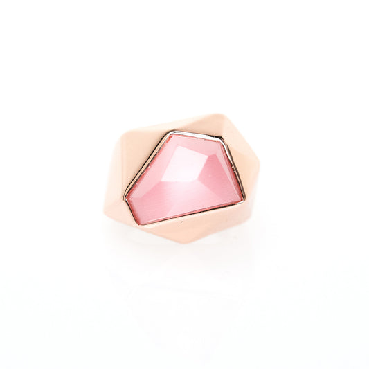 Lattice Cocktail Ring - pink cat's eye