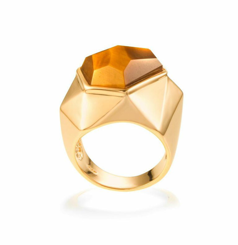 Lattice Cocktail Ring - tiger's eye