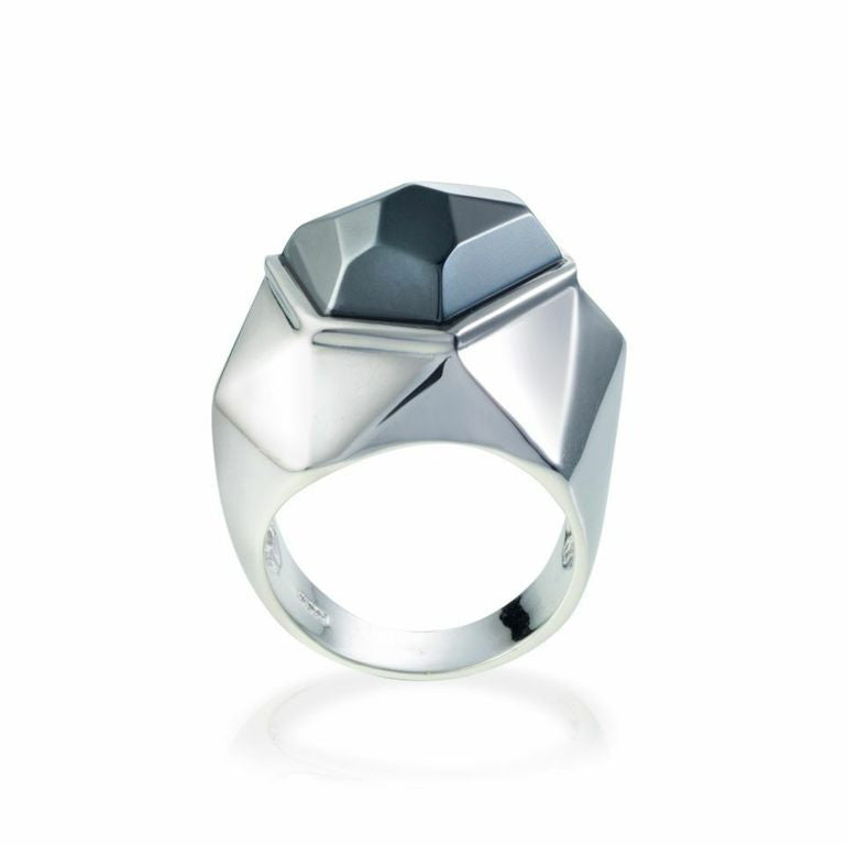 Lattice Cocktail Ring - hematite 